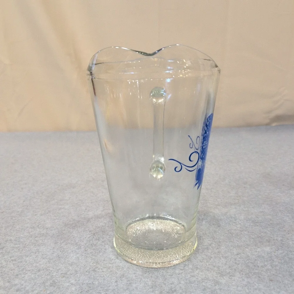 Vintage Pabst Blue Ribbon Beer Glass Pitcher Clear PBR Barware Logo Scroll - Picture 3 of 4